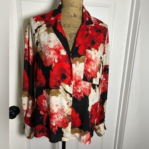 Worthington Red Floral Blouse